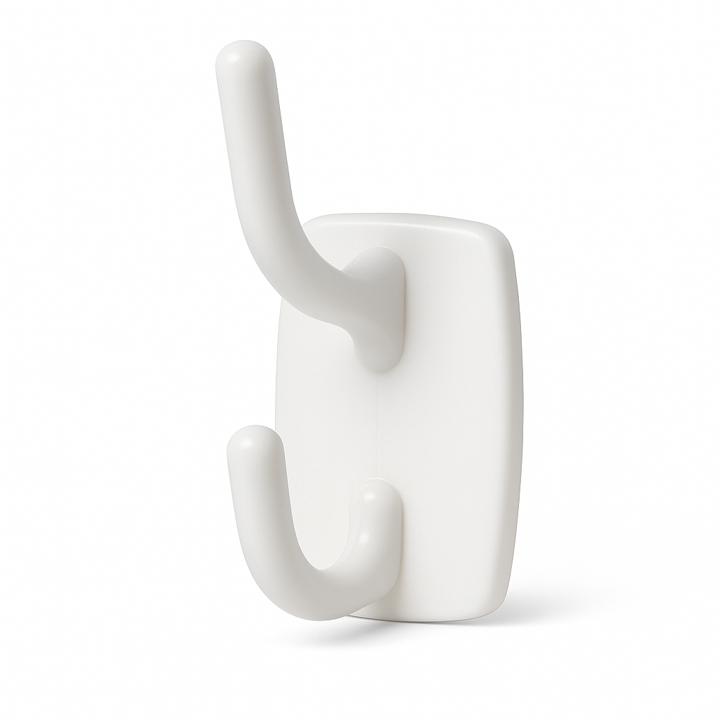 6x Deco Self-Adhesive Double Hooks in White – 2.3kg Weight Capacity per Hook